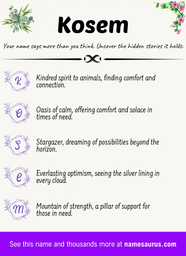 Acrostic poem about Kosem.
