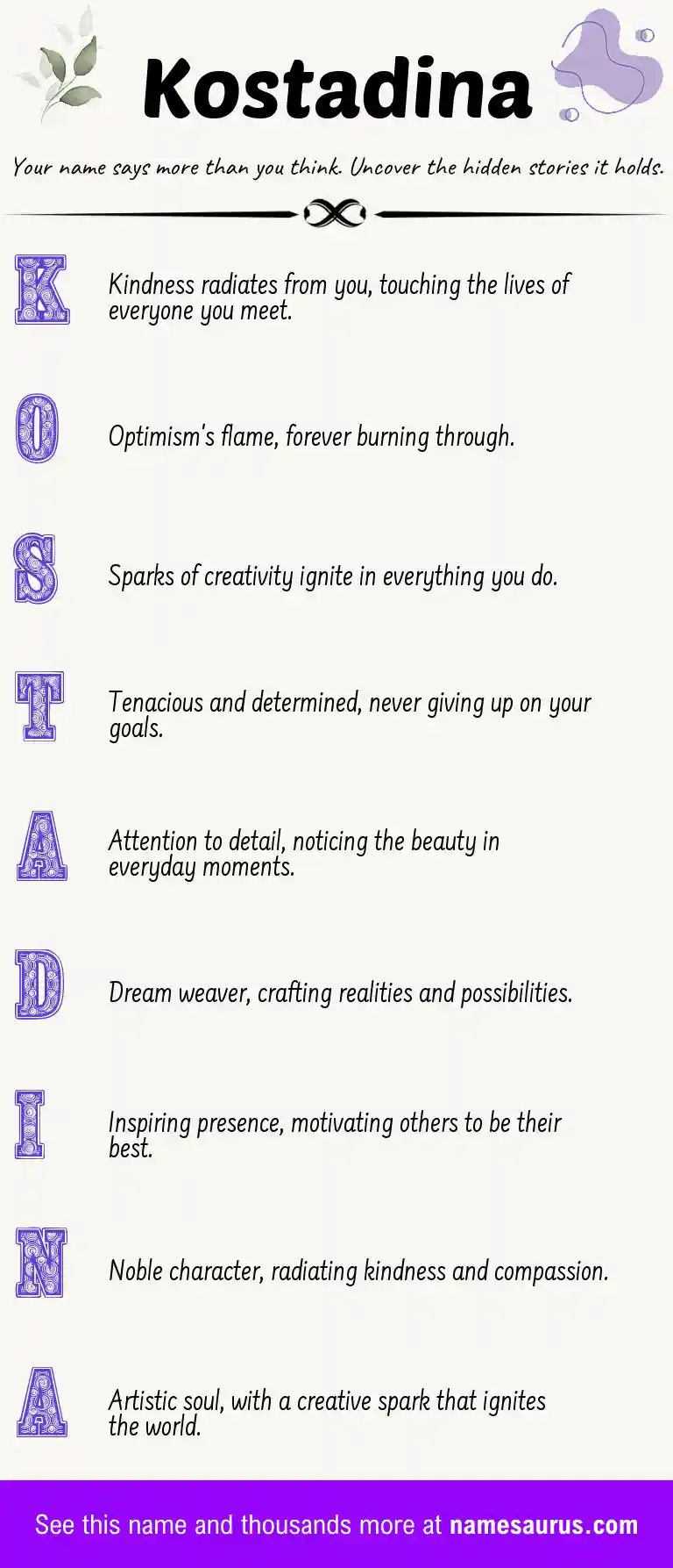 Acrostic poem about Kostadina.