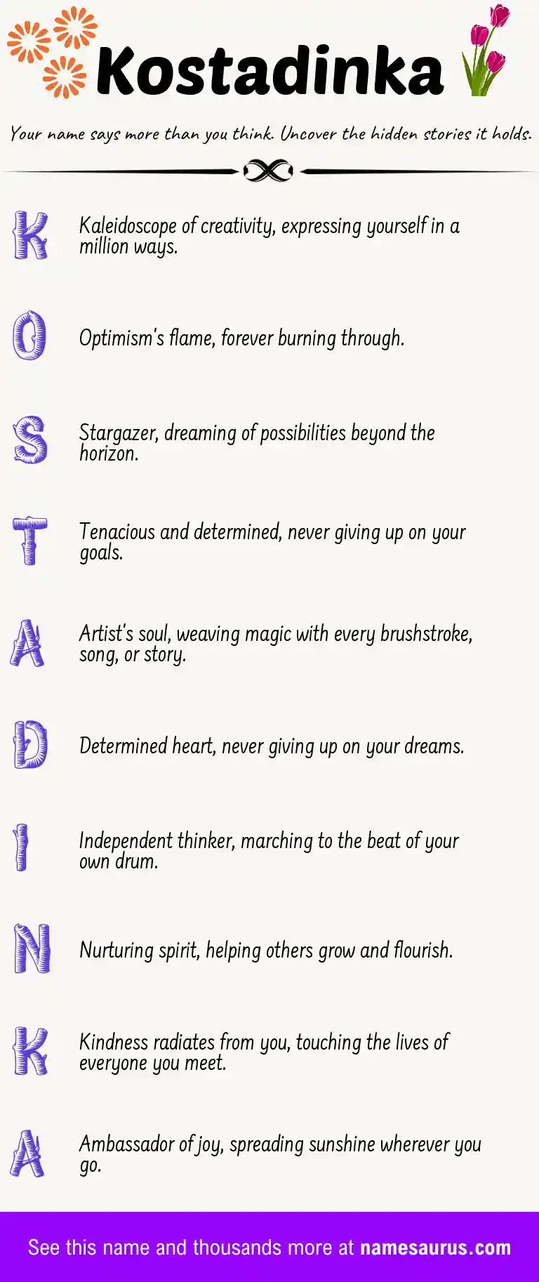 Acrostic poem about Kostadinka.
