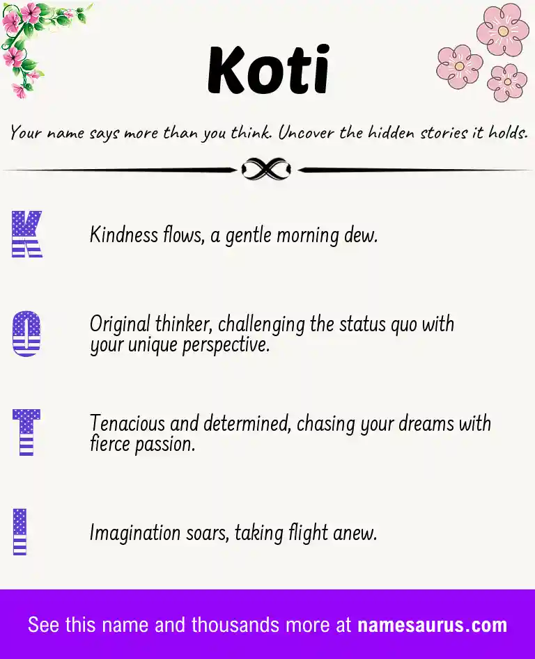 Acrostic poem about Koti.