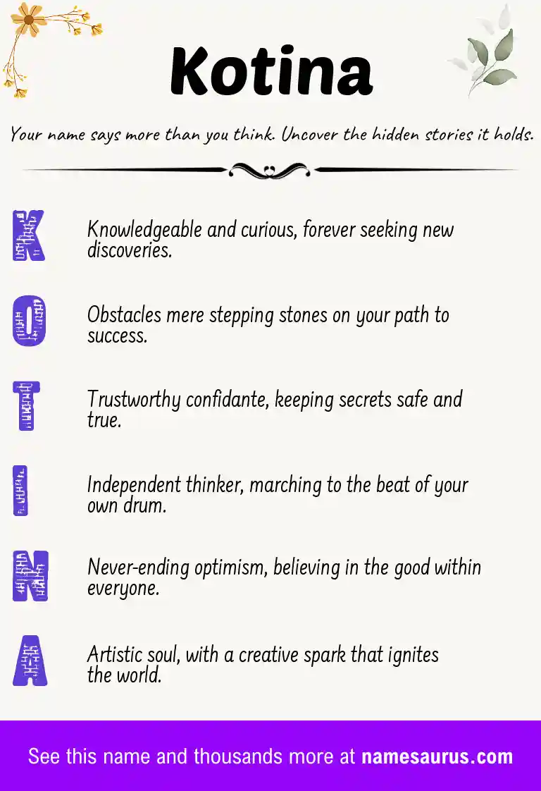 Acrostic poem about Kotina.