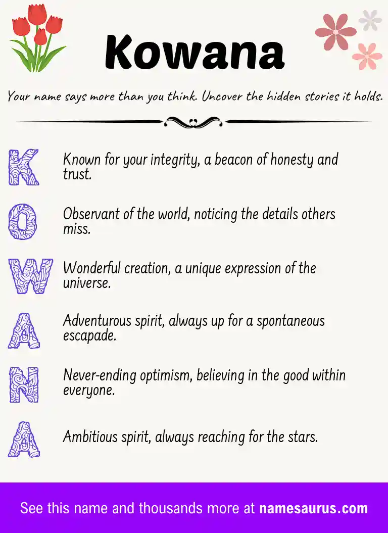 Acrostic poem about Kowana.