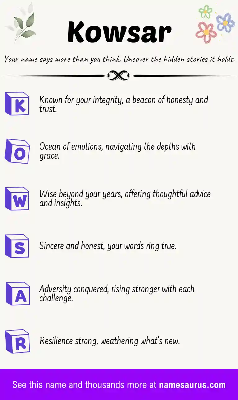 Acrostic poem about Kowsar.