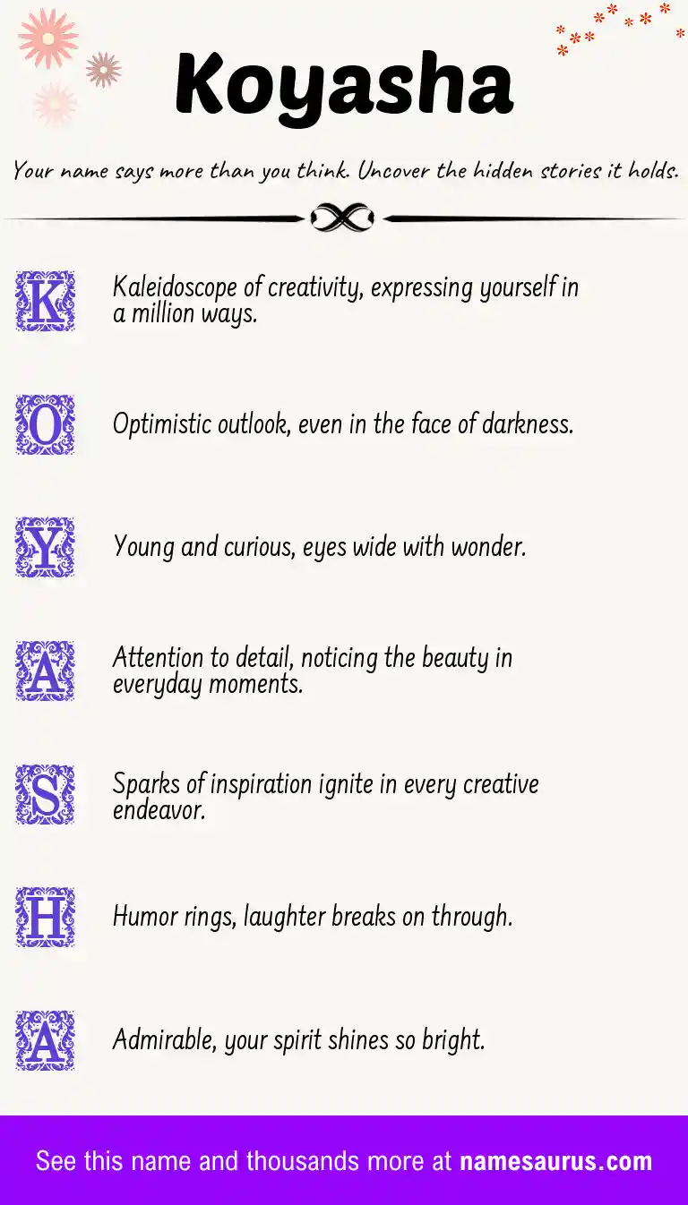 Acrostic poem about Koyasha.