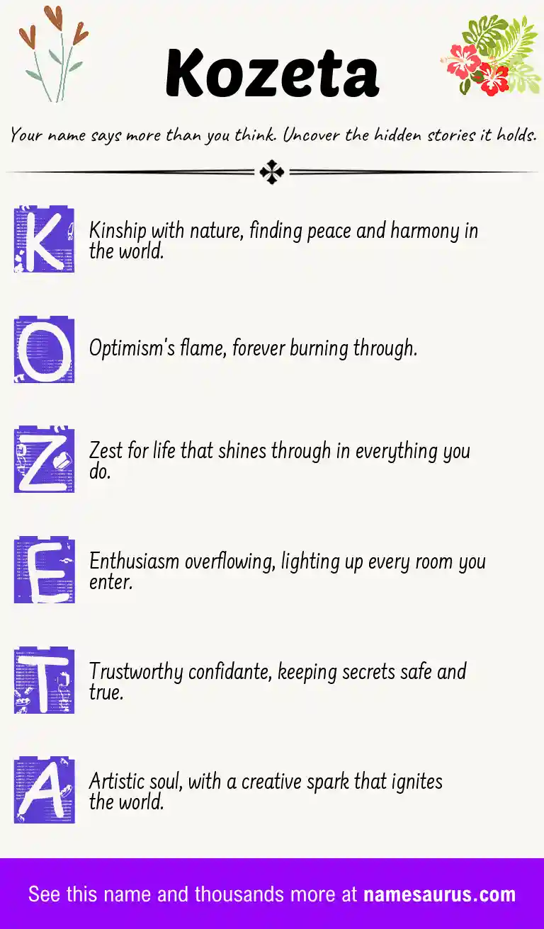 Acrostic poem about Kozeta.