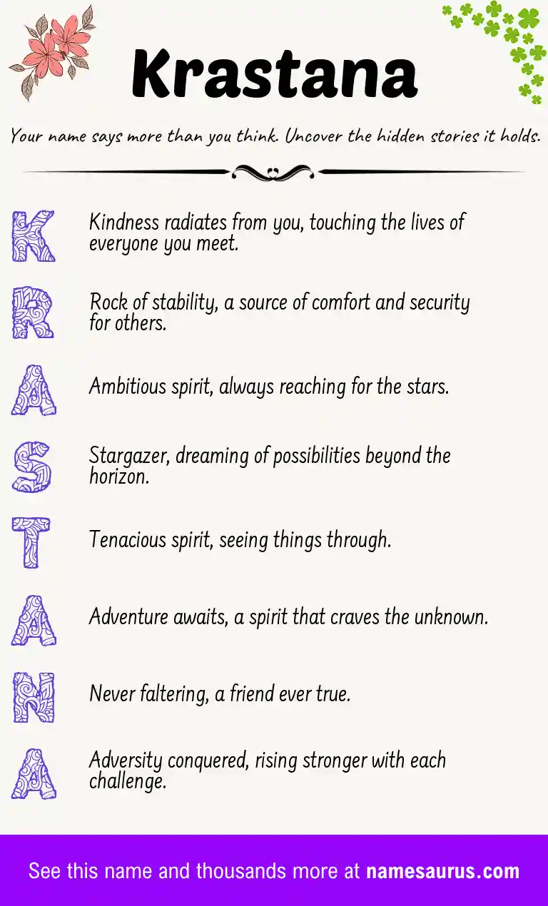 Acrostic poem about Krastana.