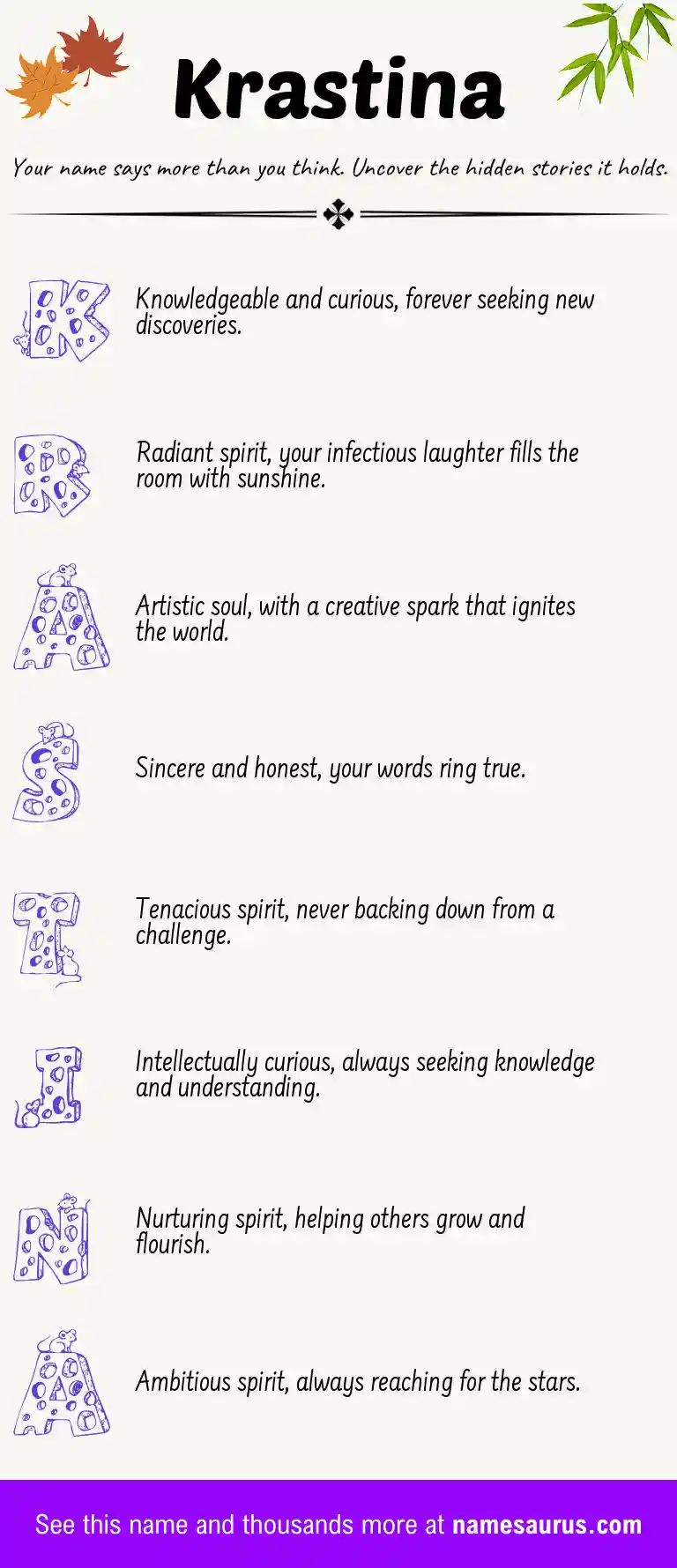 Acrostic poem about Krastina.