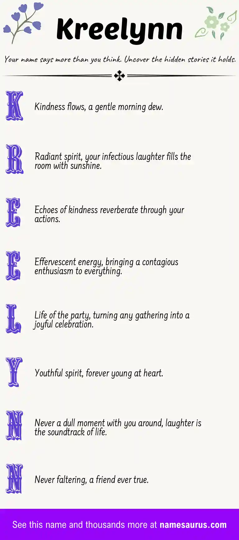 Acrostic poem about Kreelynn.