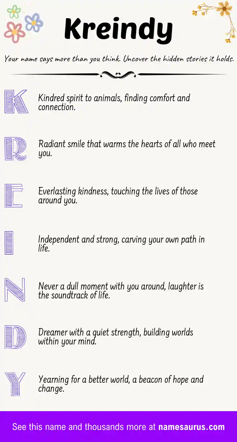 Acrostic poem about Kreindy.