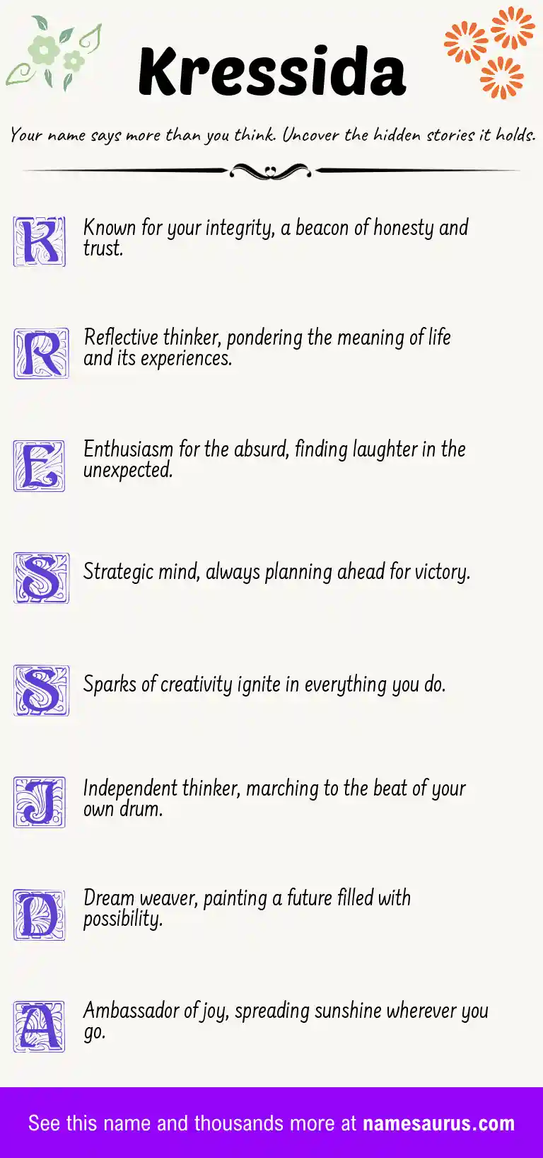 Acrostic poem about Kressida.