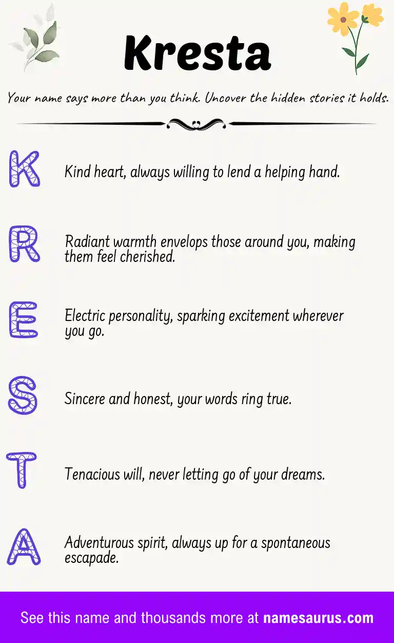 Acrostic poem about Kresta.
