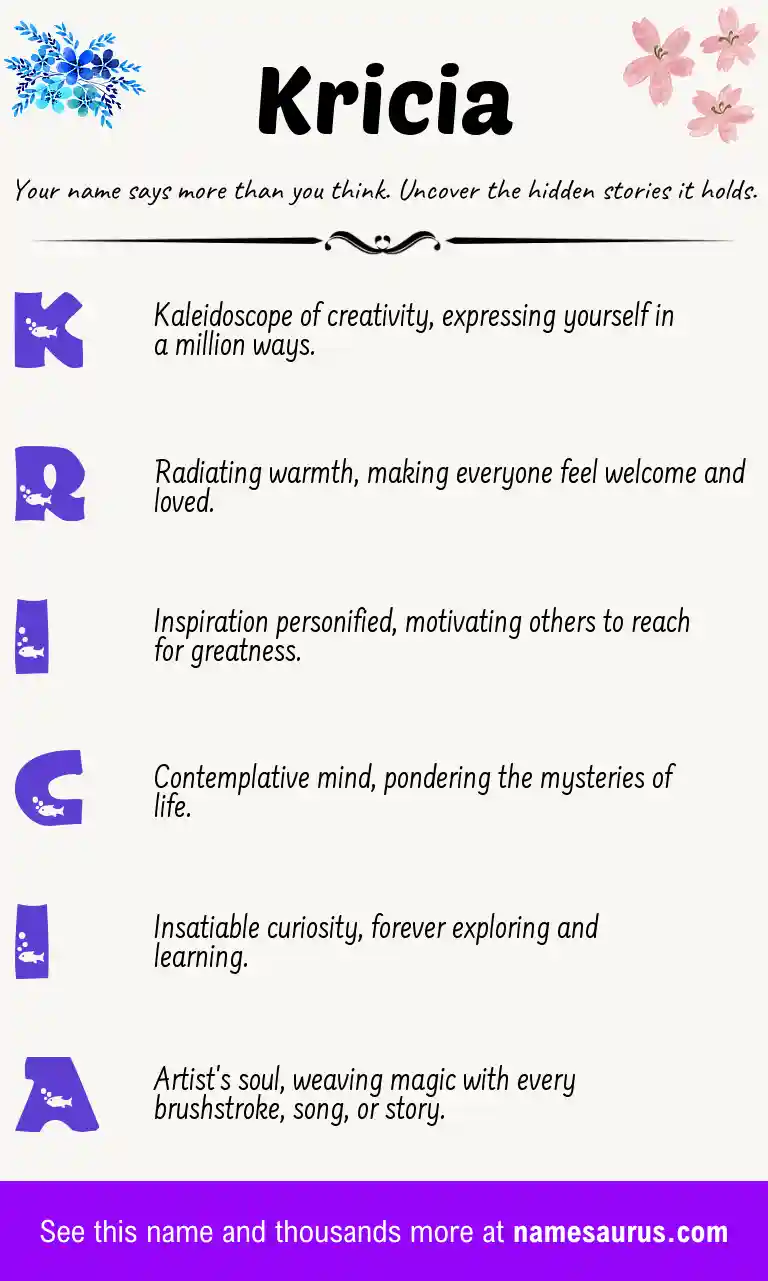 Acrostic poem about Kricia.