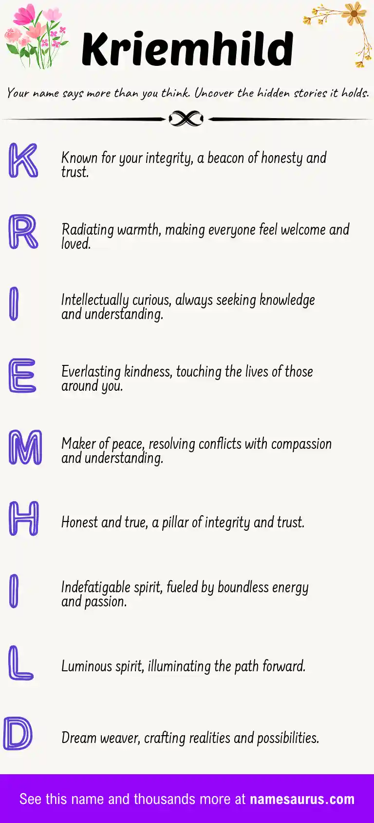 Acrostic poem about Kriemhild.