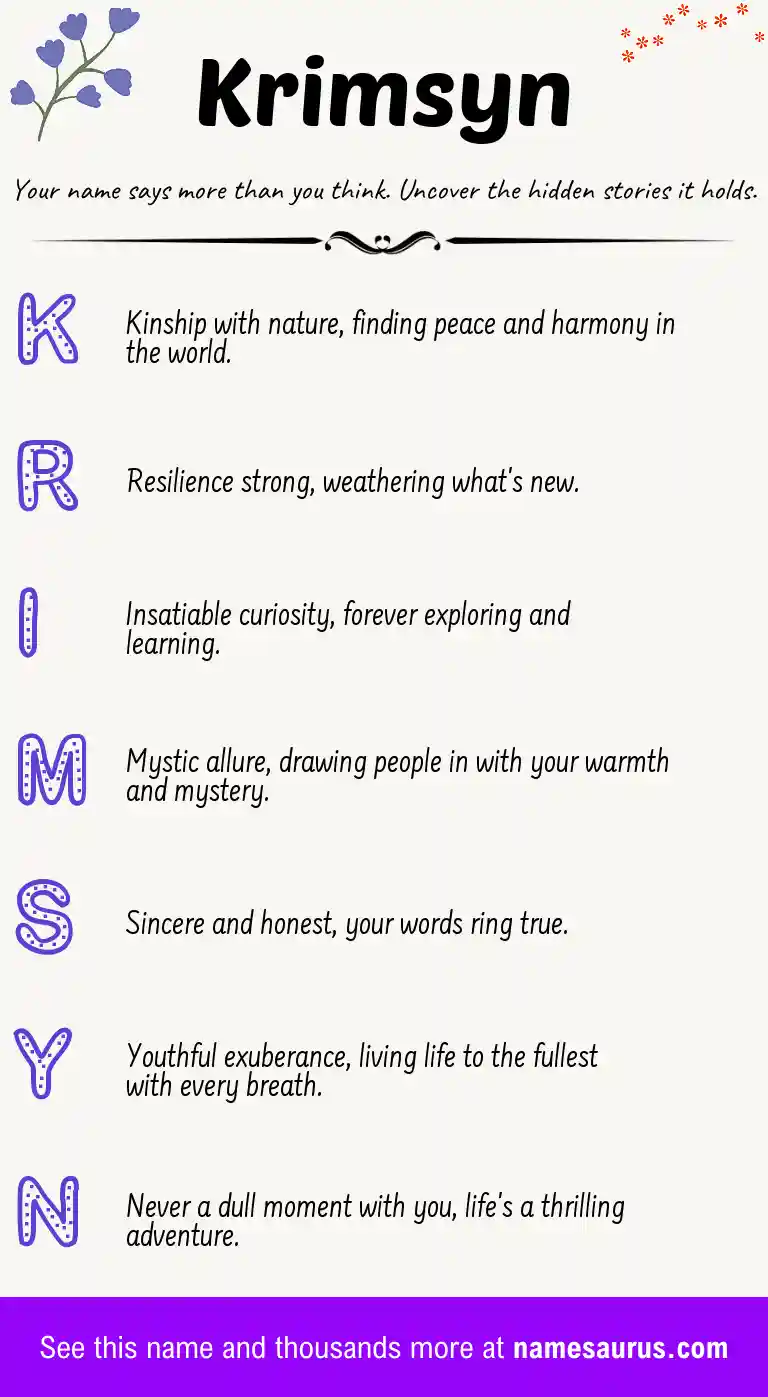 Acrostic poem about Krimsyn.