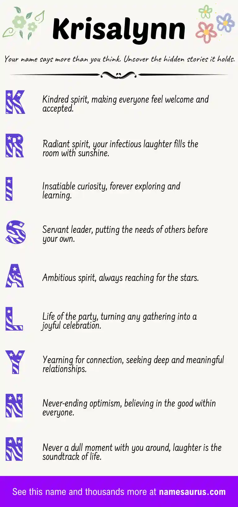 Acrostic poem about Krisalynn.