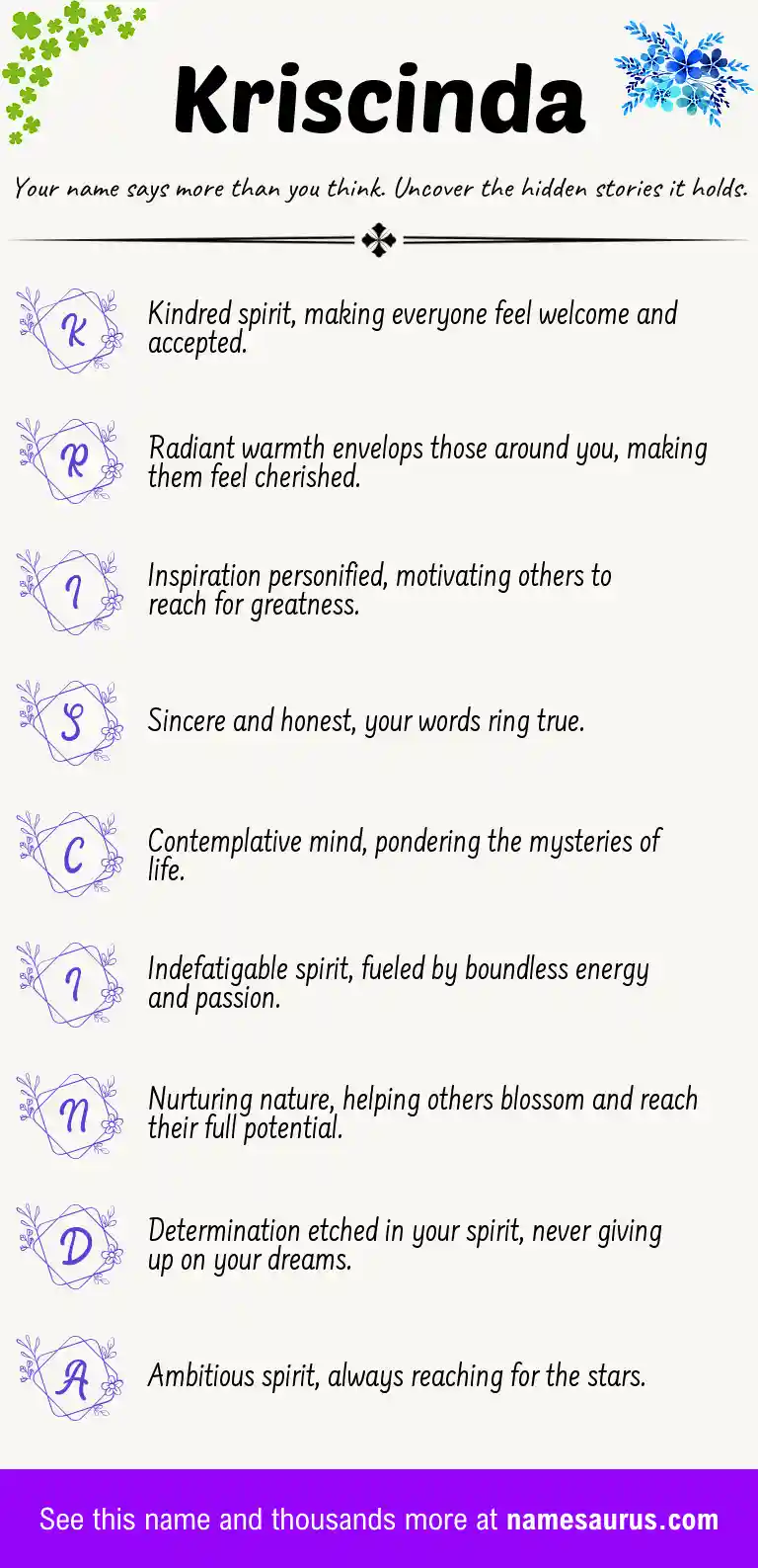 Acrostic poem about Kriscinda.
