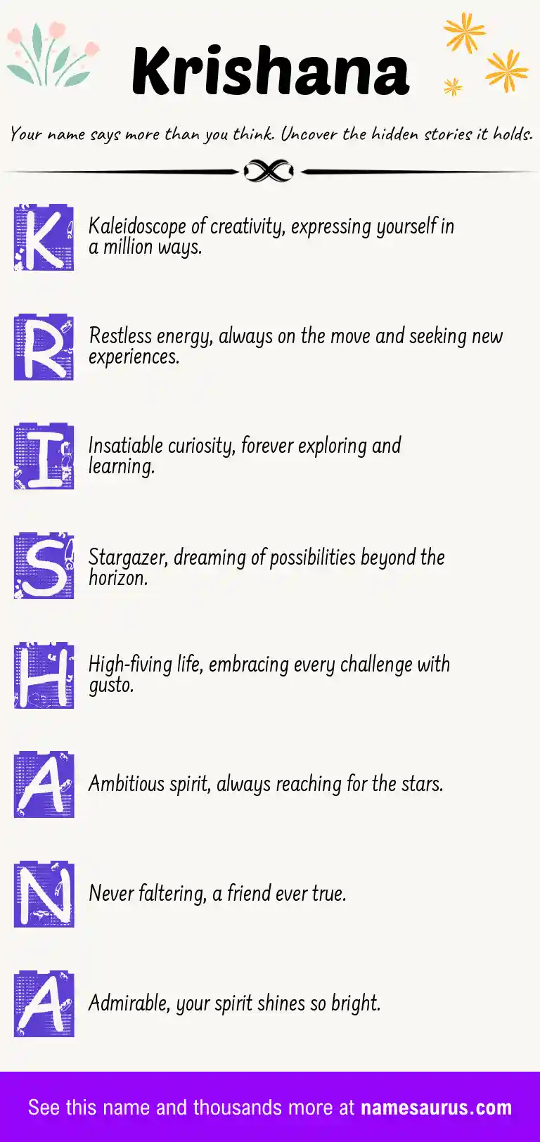 Acrostic poem about Krishana.