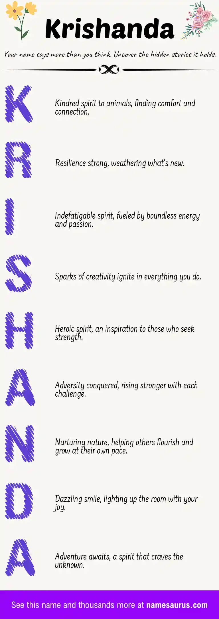Acrostic poem about Krishanda.