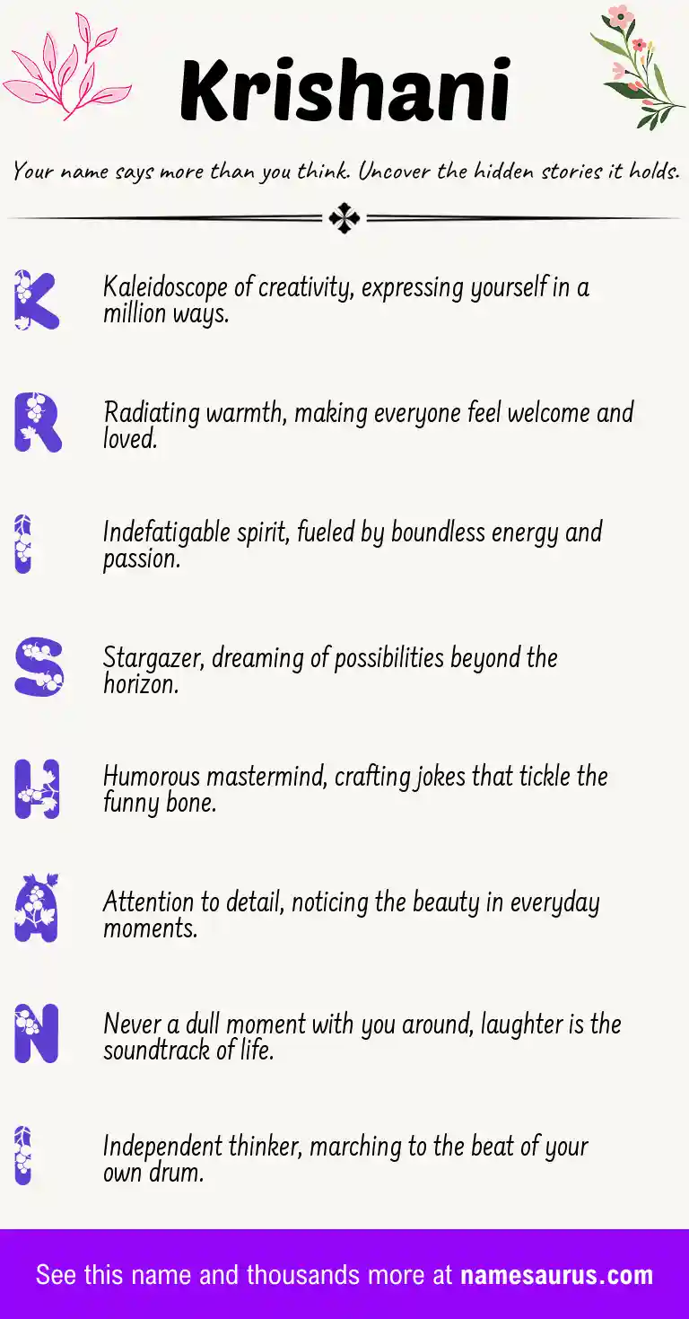 Acrostic poem about Krishani.