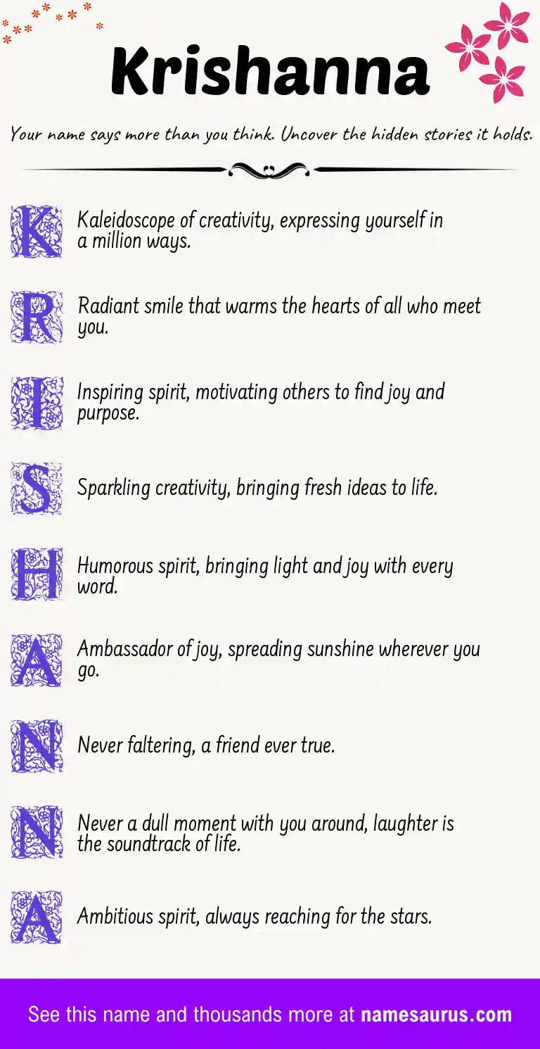 Acrostic poem about Krishanna.