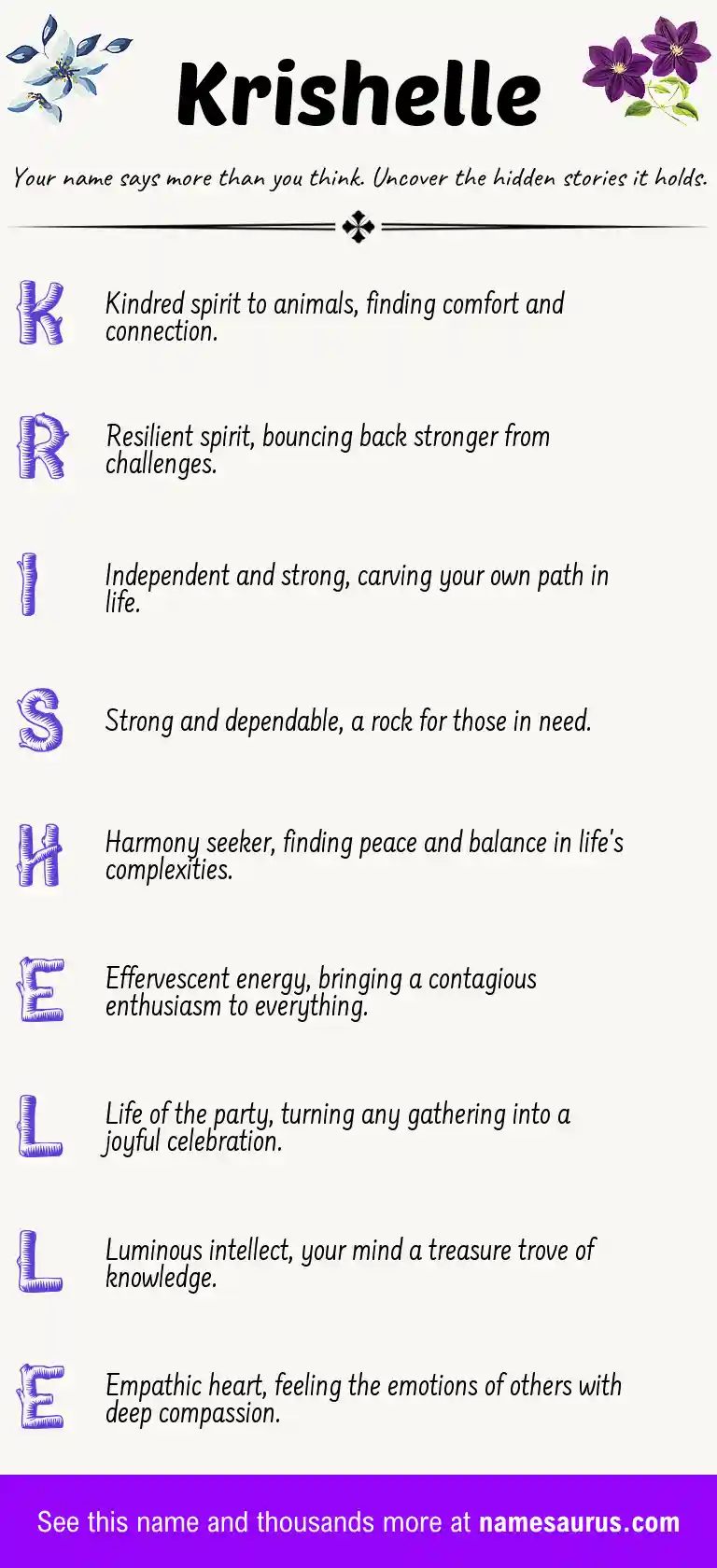 Acrostic poem about Krishelle.