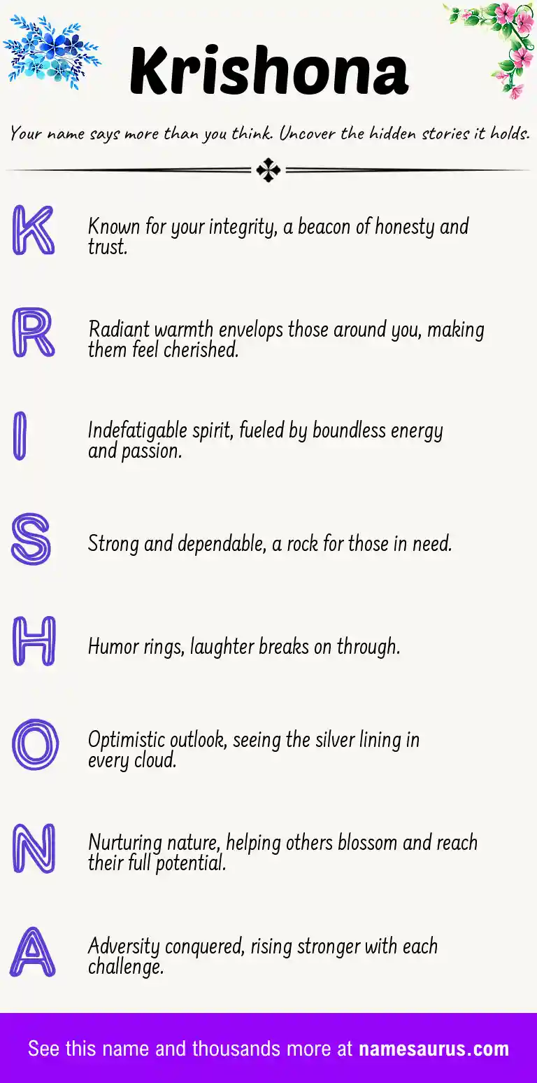 Acrostic poem about Krishona.