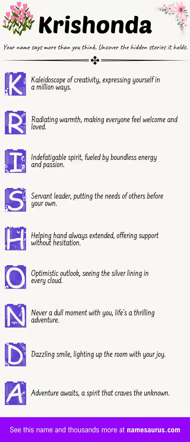 Acrostic poem about Krishonda.