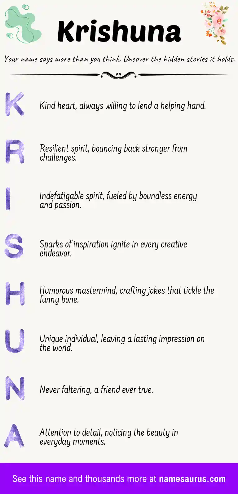 Acrostic poem about Krishuna.
