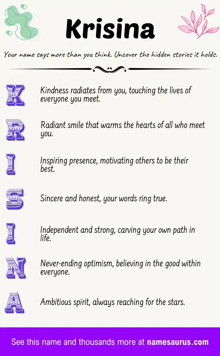 Acrostic poem about Krisina.