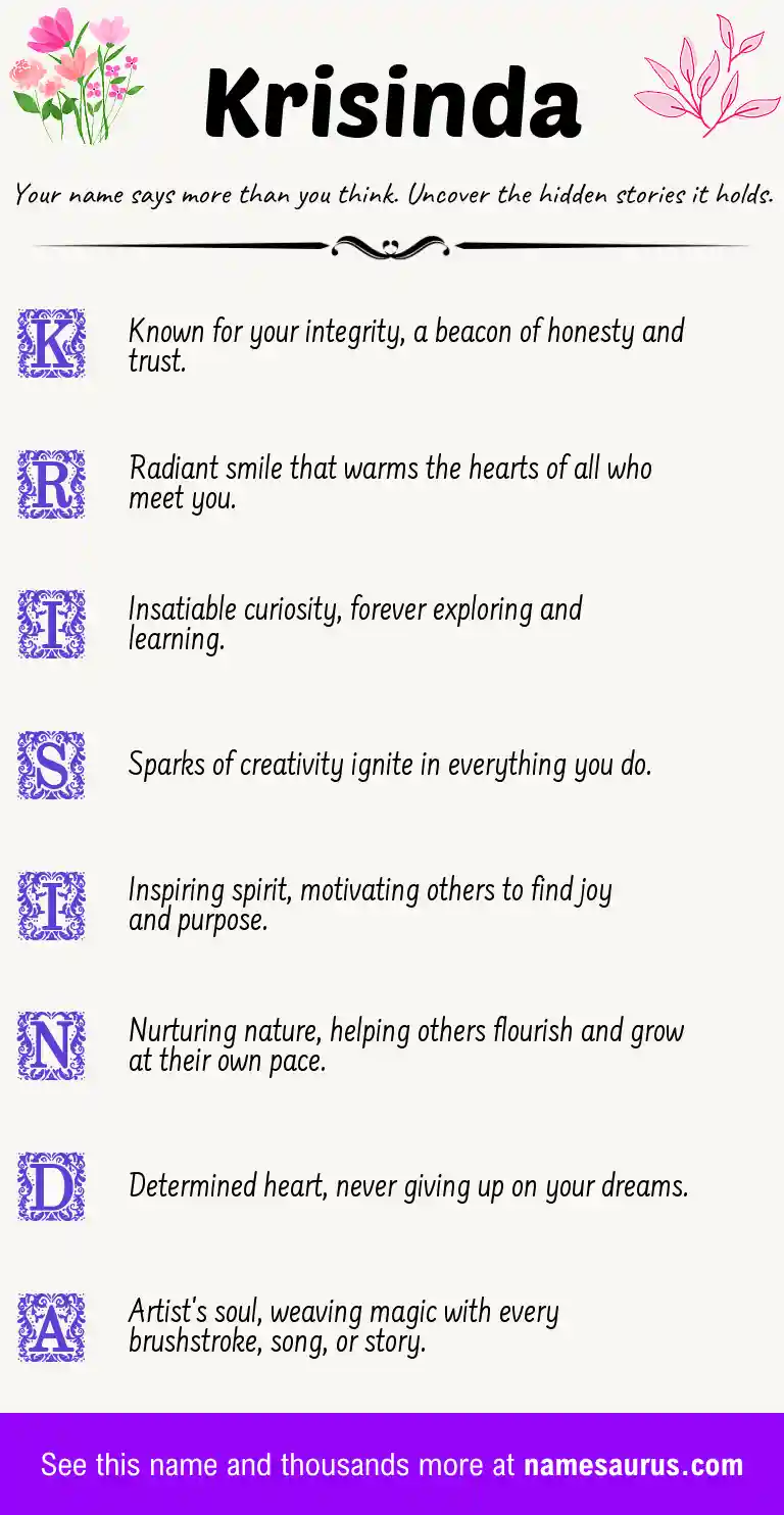 Acrostic poem about Krisinda.