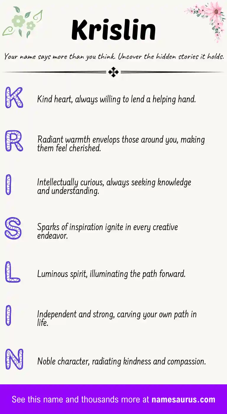 Acrostic poem about Krislin.