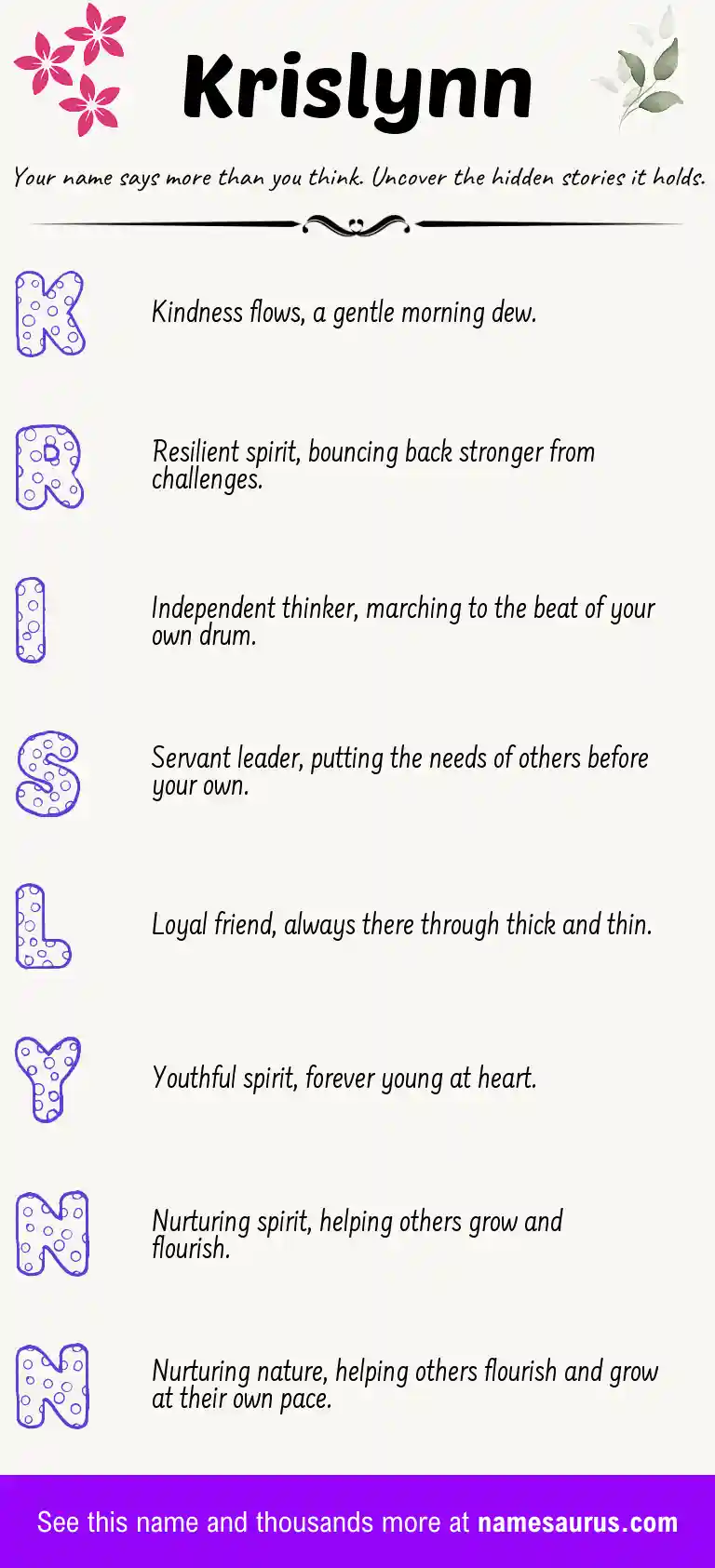 Acrostic poem about Krislynn.
