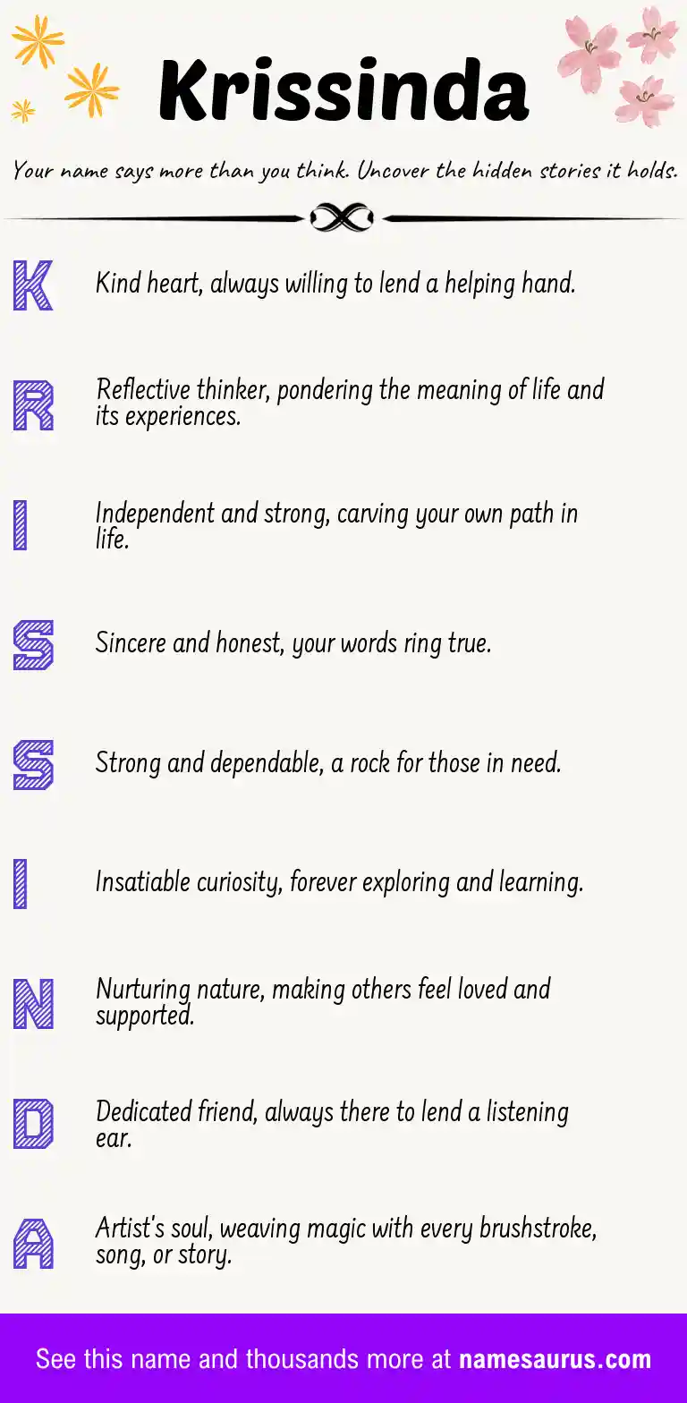 Acrostic poem about Krissinda.