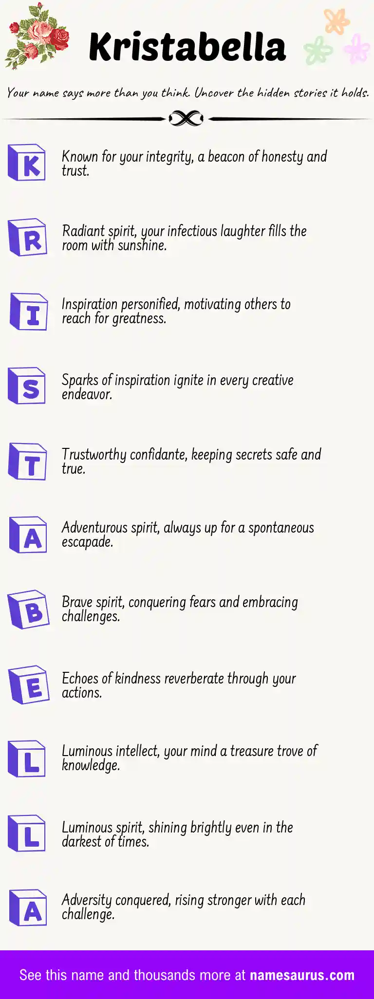 Acrostic poem about Kristabella.