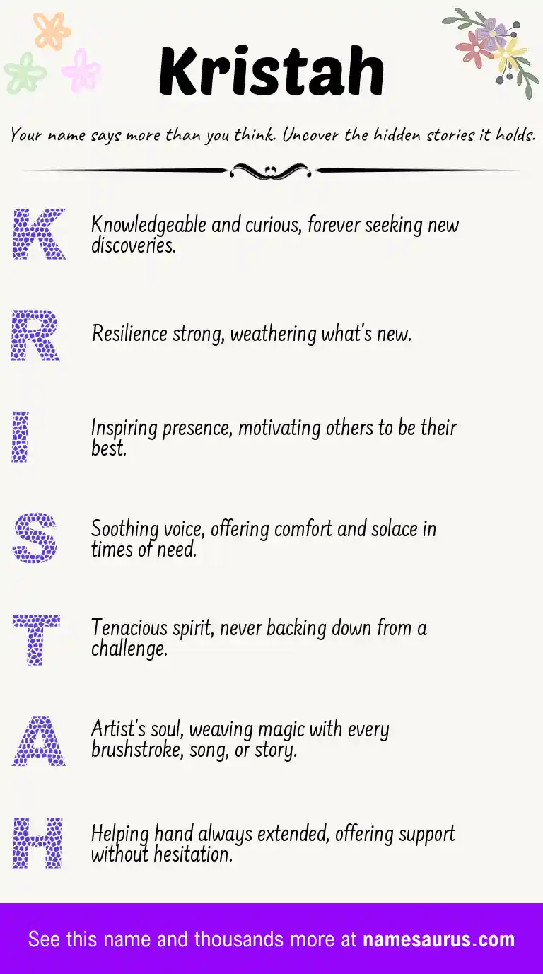 Acrostic poem about Kristah.