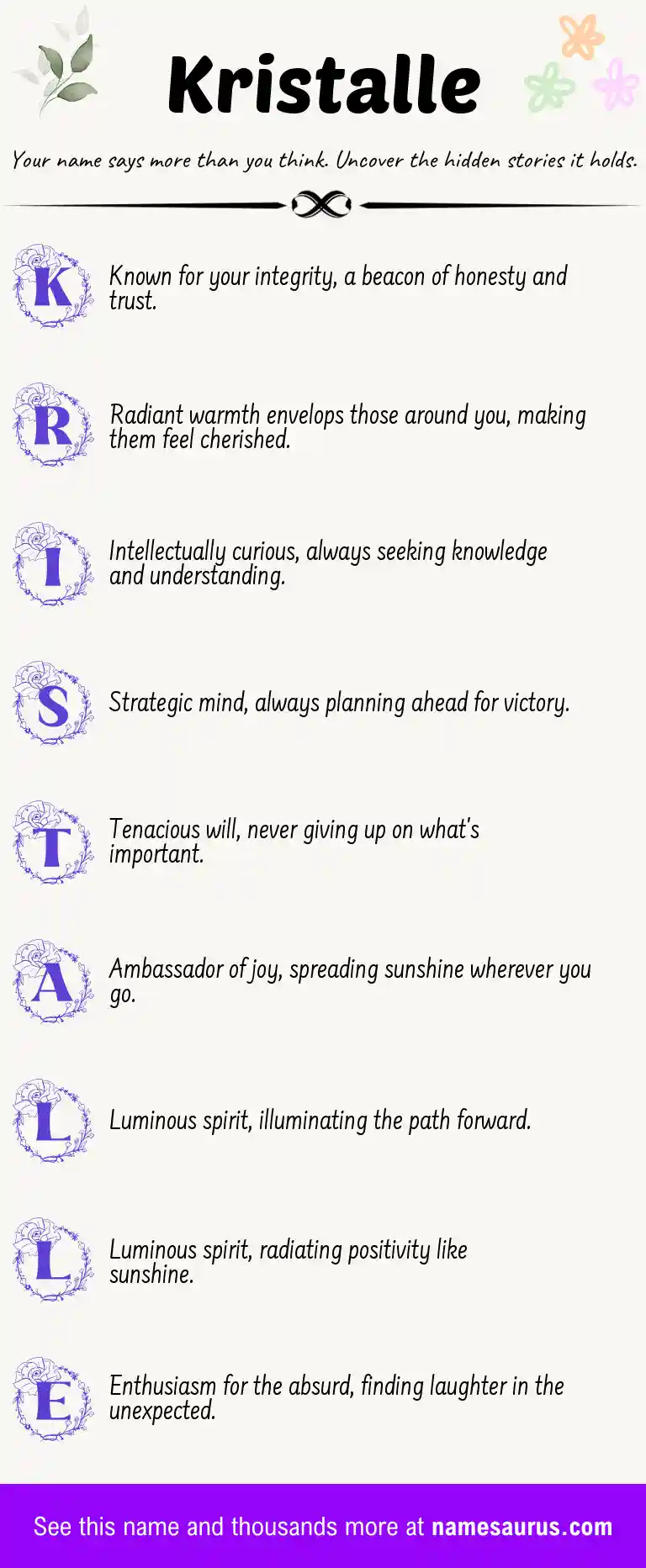 Acrostic poem about Kristalle.