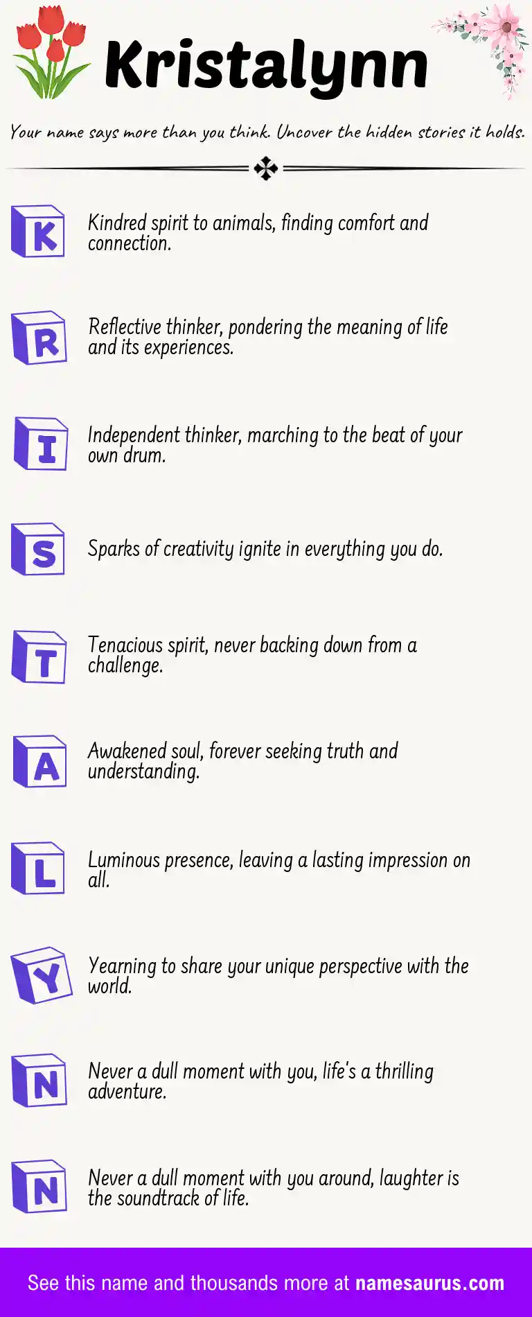 Acrostic poem about Kristalynn.