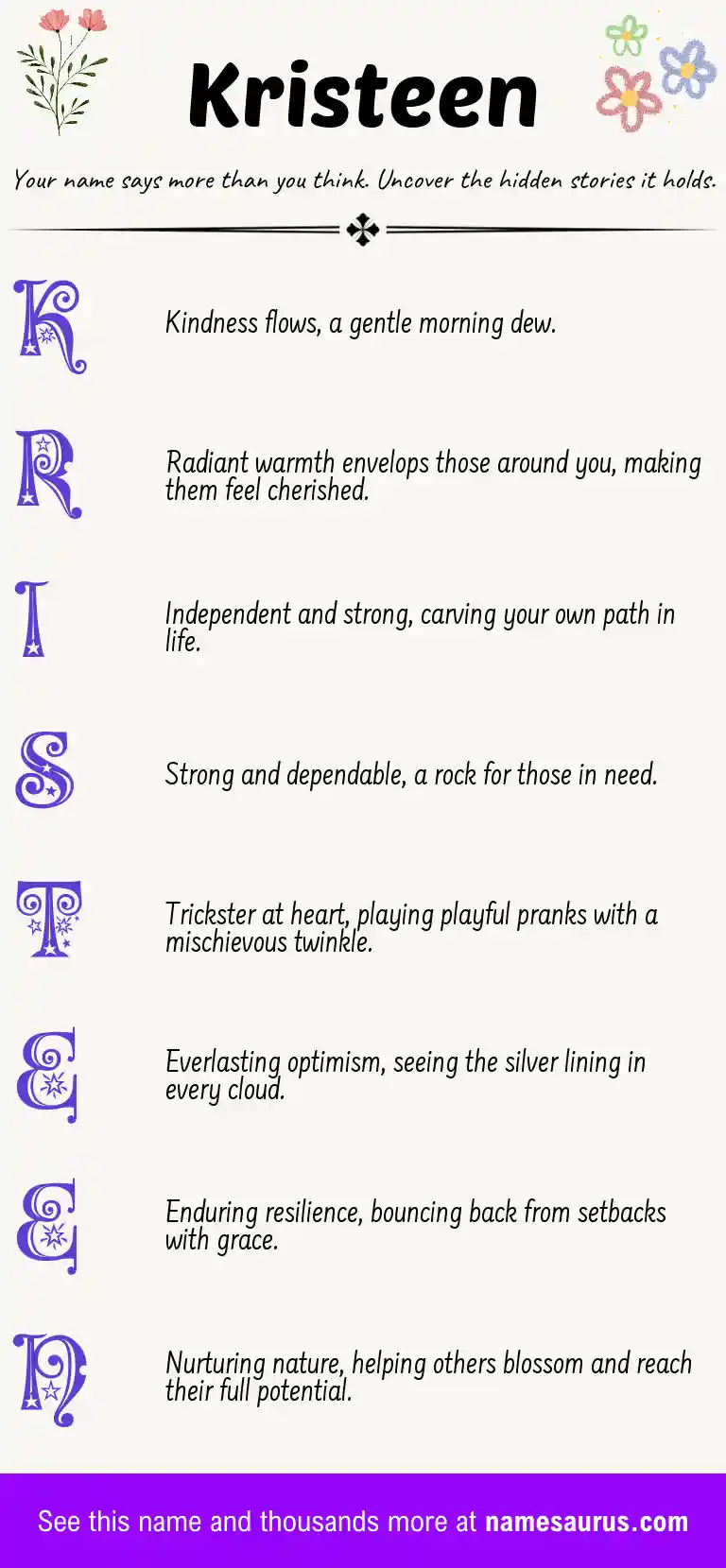Acrostic poem about Kristeen.