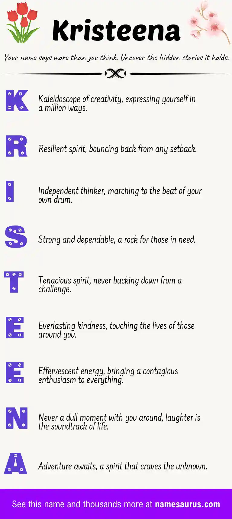 Acrostic poem about Kristeena.
