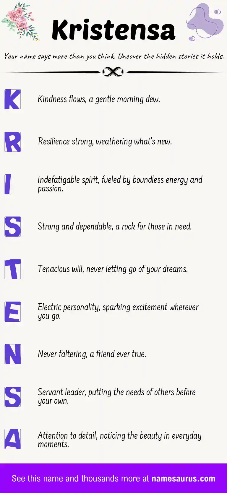 Acrostic poem about Kristensa.