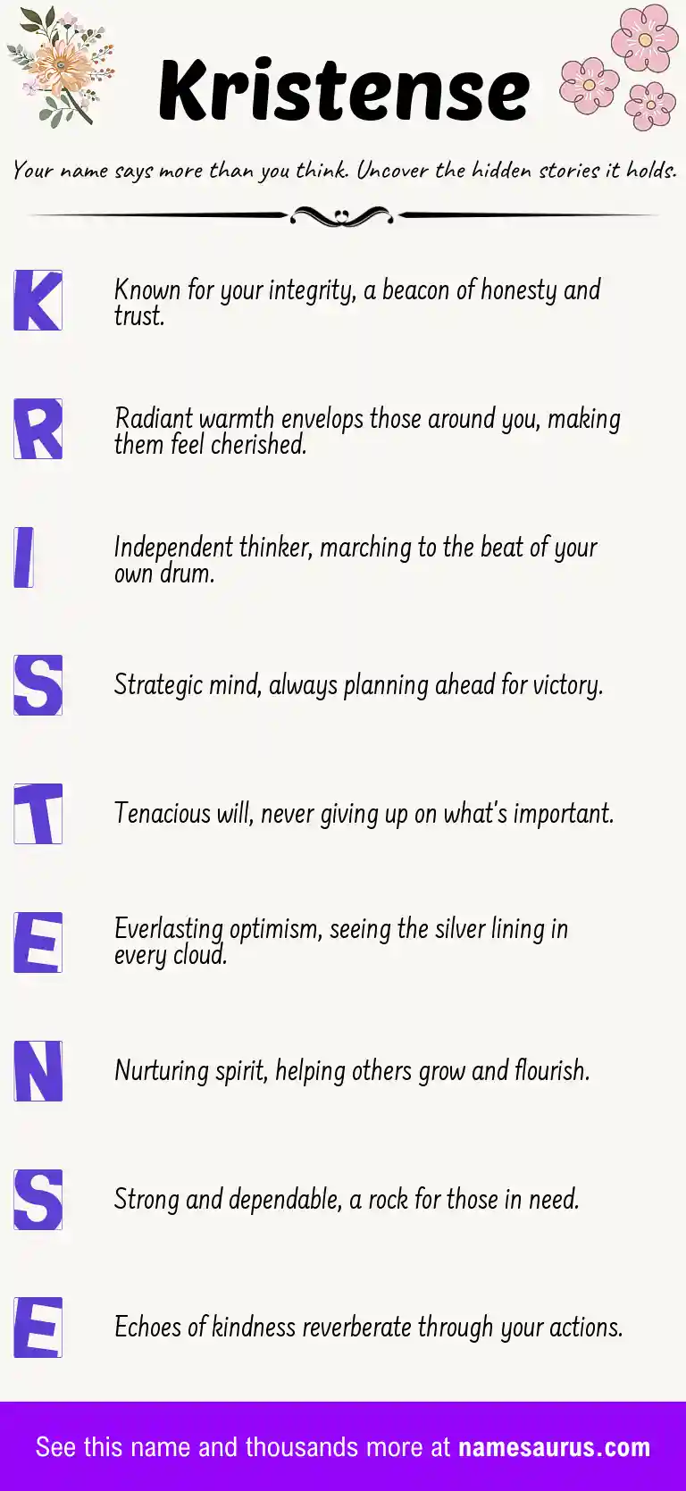 Acrostic poem about Kristense.