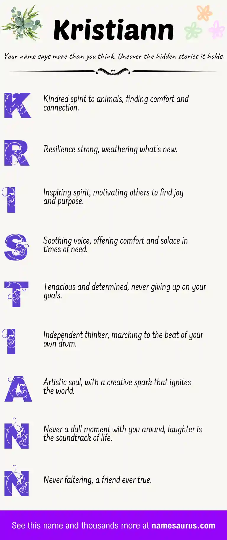 Acrostic poem about Kristiann.