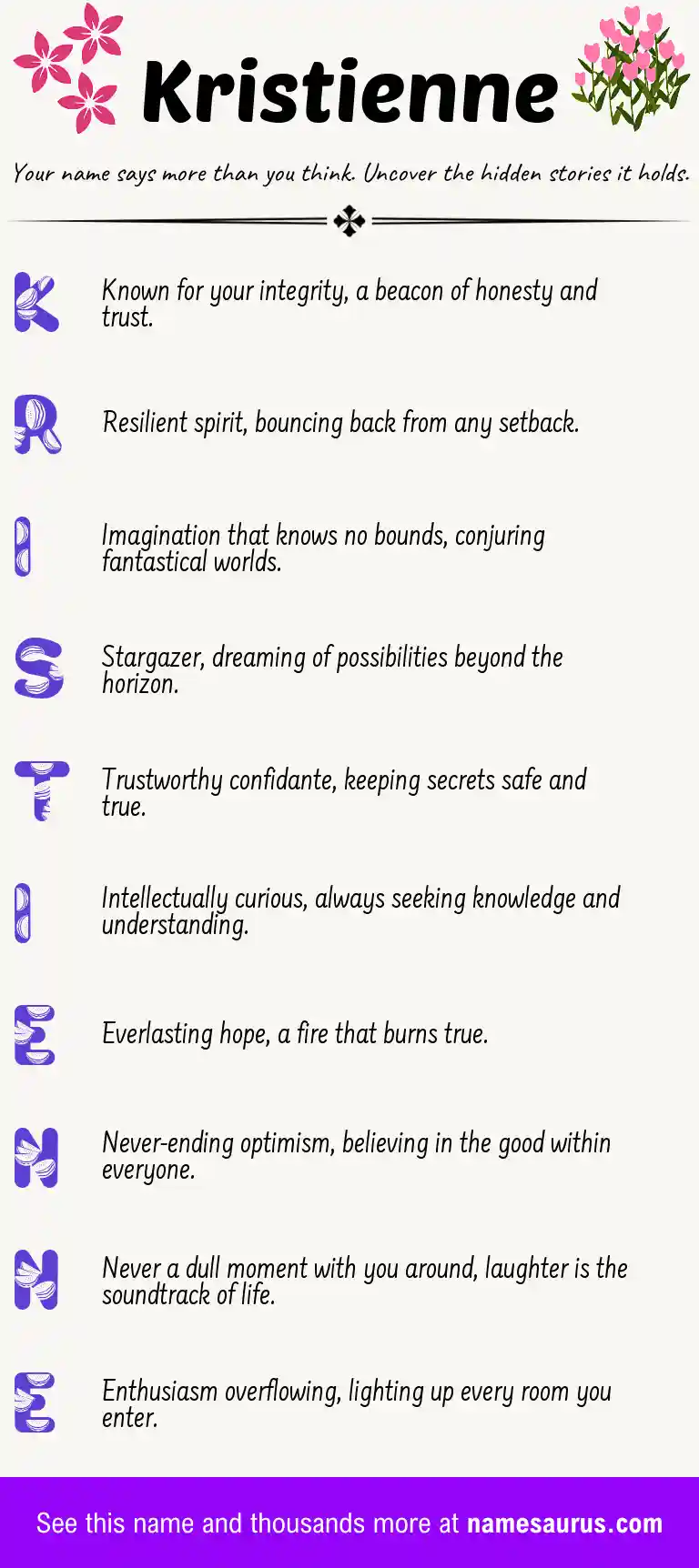 Acrostic poem about Kristienne.