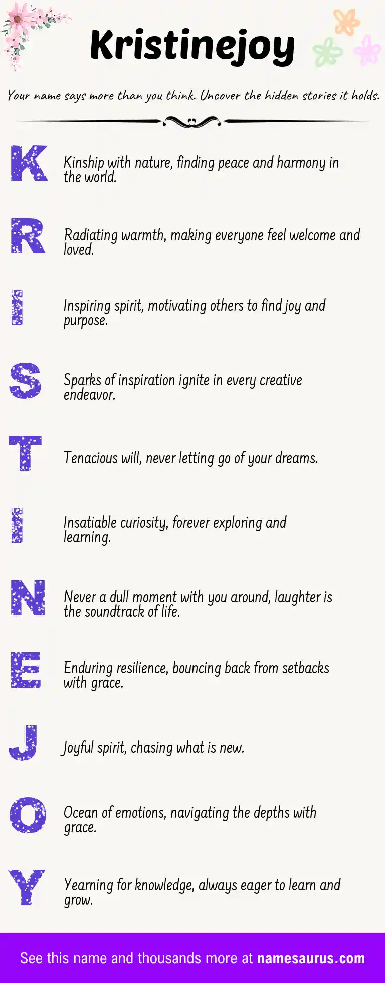 Acrostic poem about Kristinejoy.