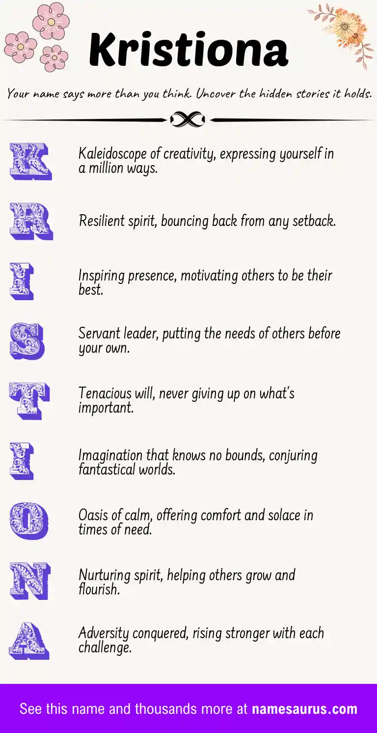 Acrostic poem about Kristiona.