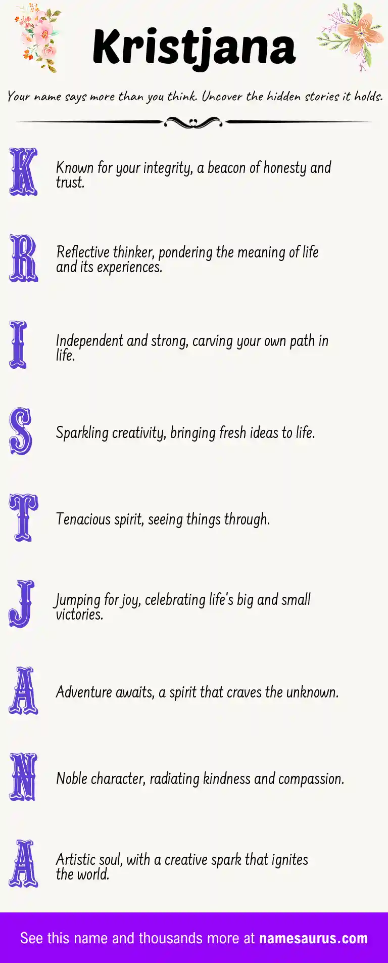 Acrostic poem about Kristjana.