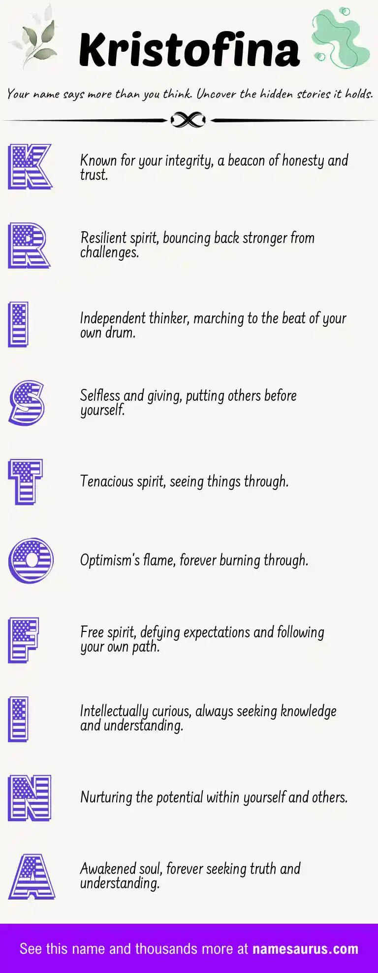 Acrostic poem about Kristofina.