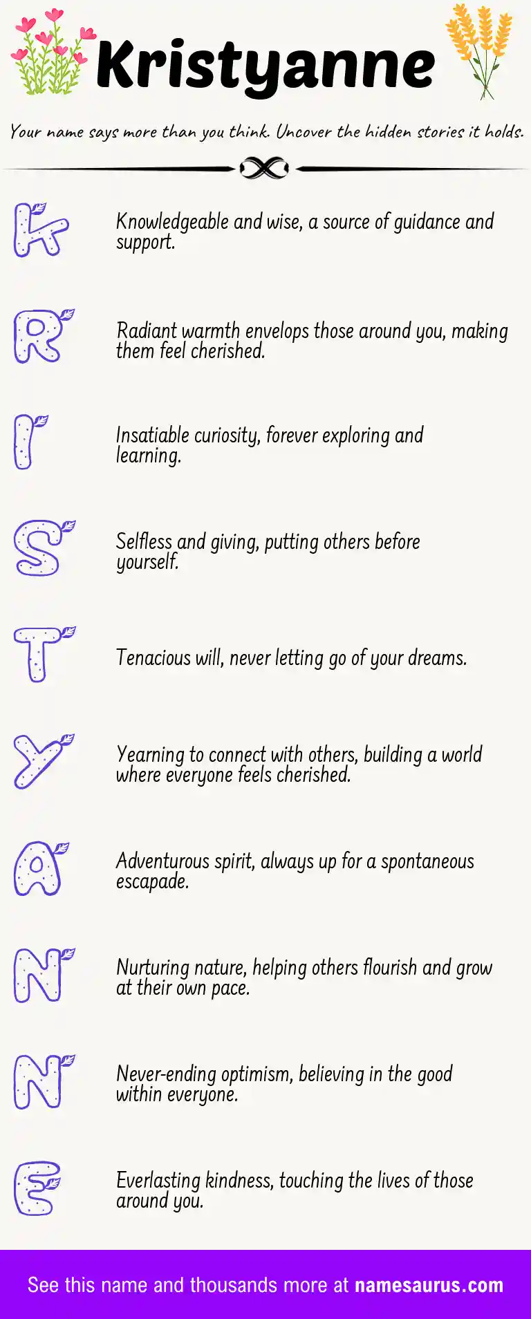 Acrostic poem about Kristyanne.