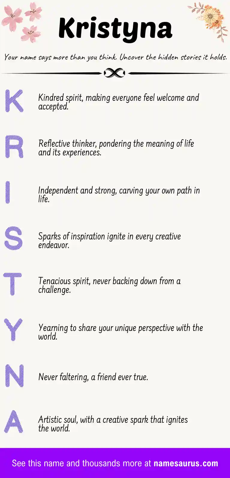 Acrostic poem about Kristyna.
