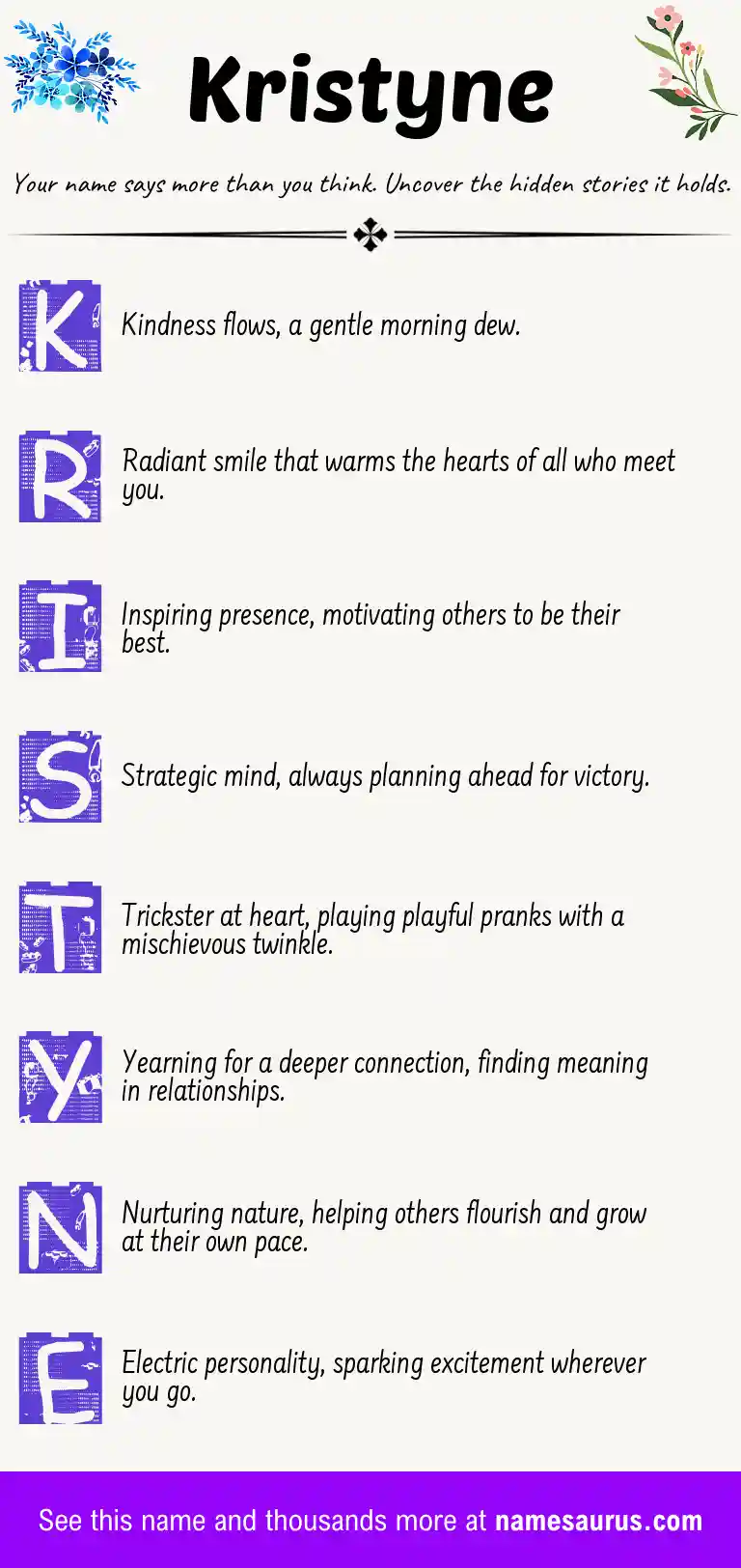 Acrostic poem about Kristyne.